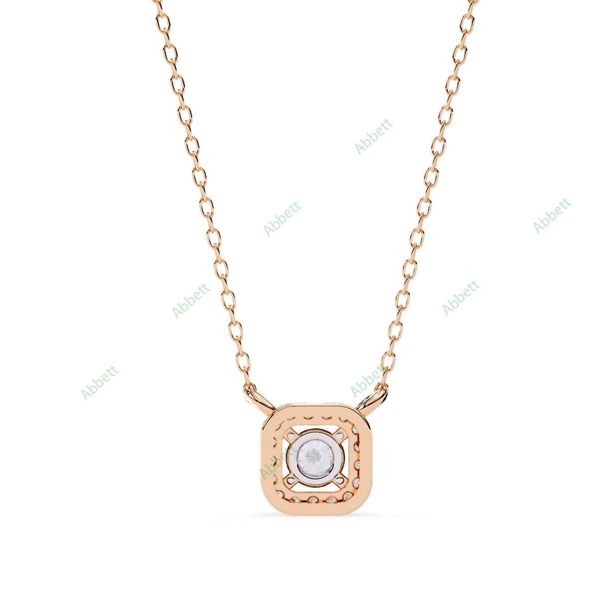 Petite round lab-grown diamond halo pendant necklace with 0.24ct centre stone - PE1261