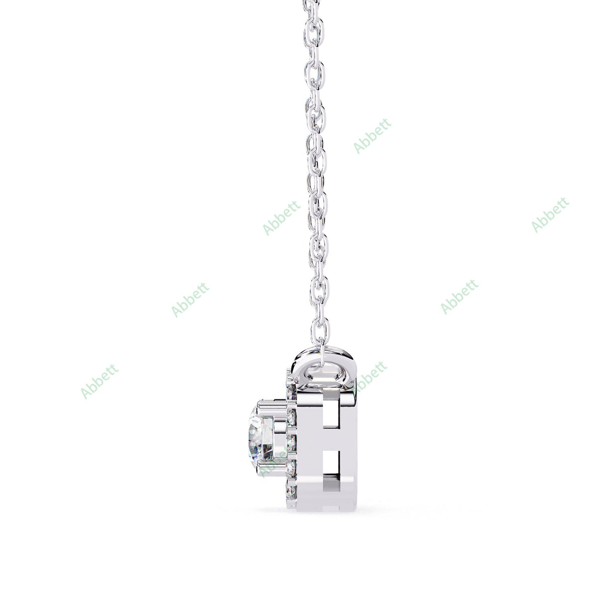 Petite round lab-grown diamond halo pendant necklace with 0.24ct centre stone - PE1261