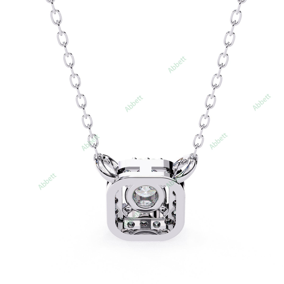 Petite round lab-grown diamond halo pendant necklace with 0.24ct centre stone - PE1261