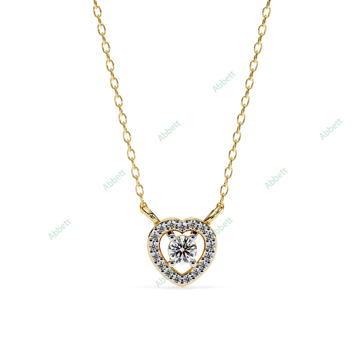 Petite round lab-grown diamond halo pendant necklace with 0.1ct centre stone - PE1262