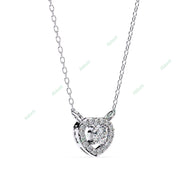 Petite round lab-grown diamond halo pendant necklace with 0.1ct centre stone - PE1262