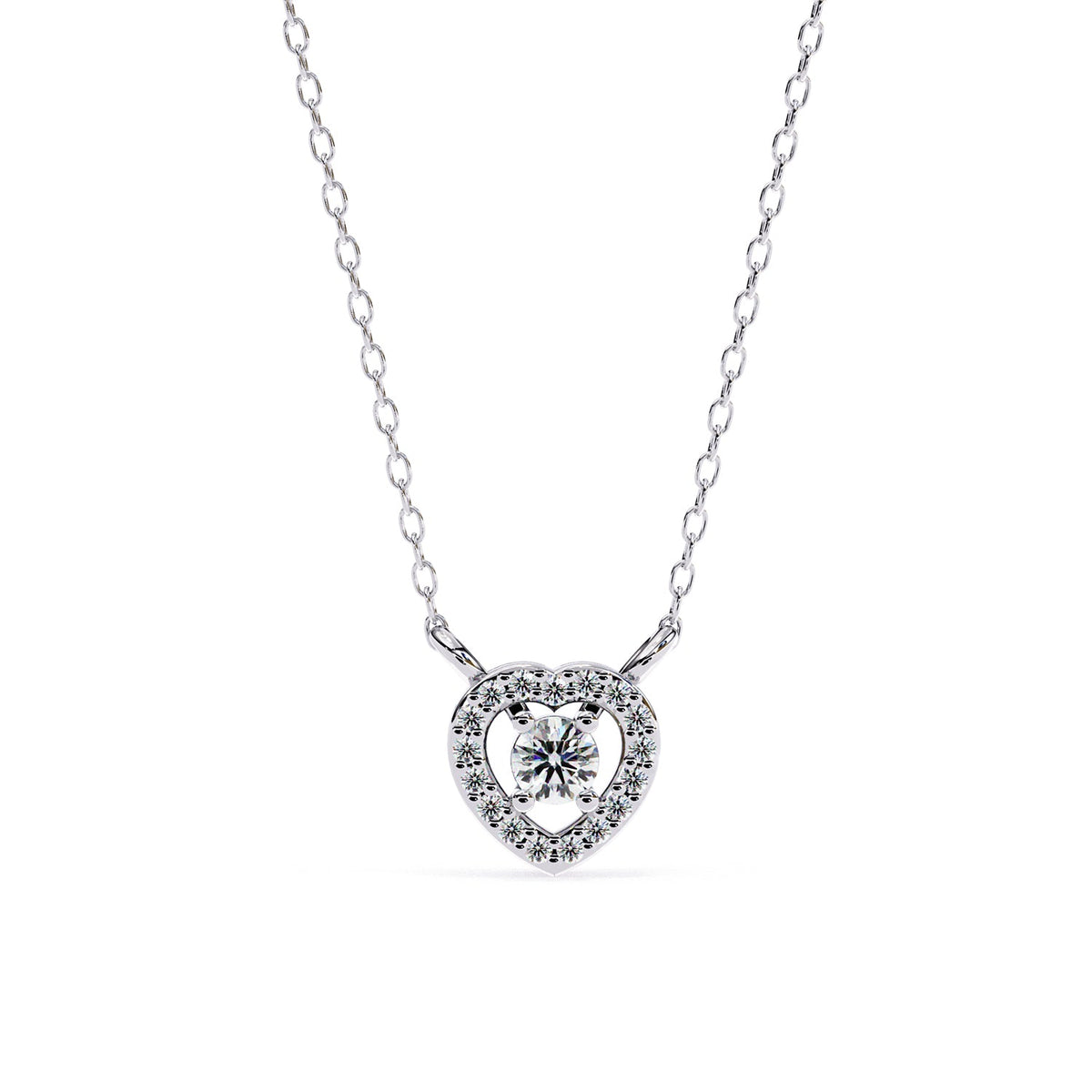 Petite round lab-grown diamond halo pendant necklace with 0.1ct centre stone - PE1262
