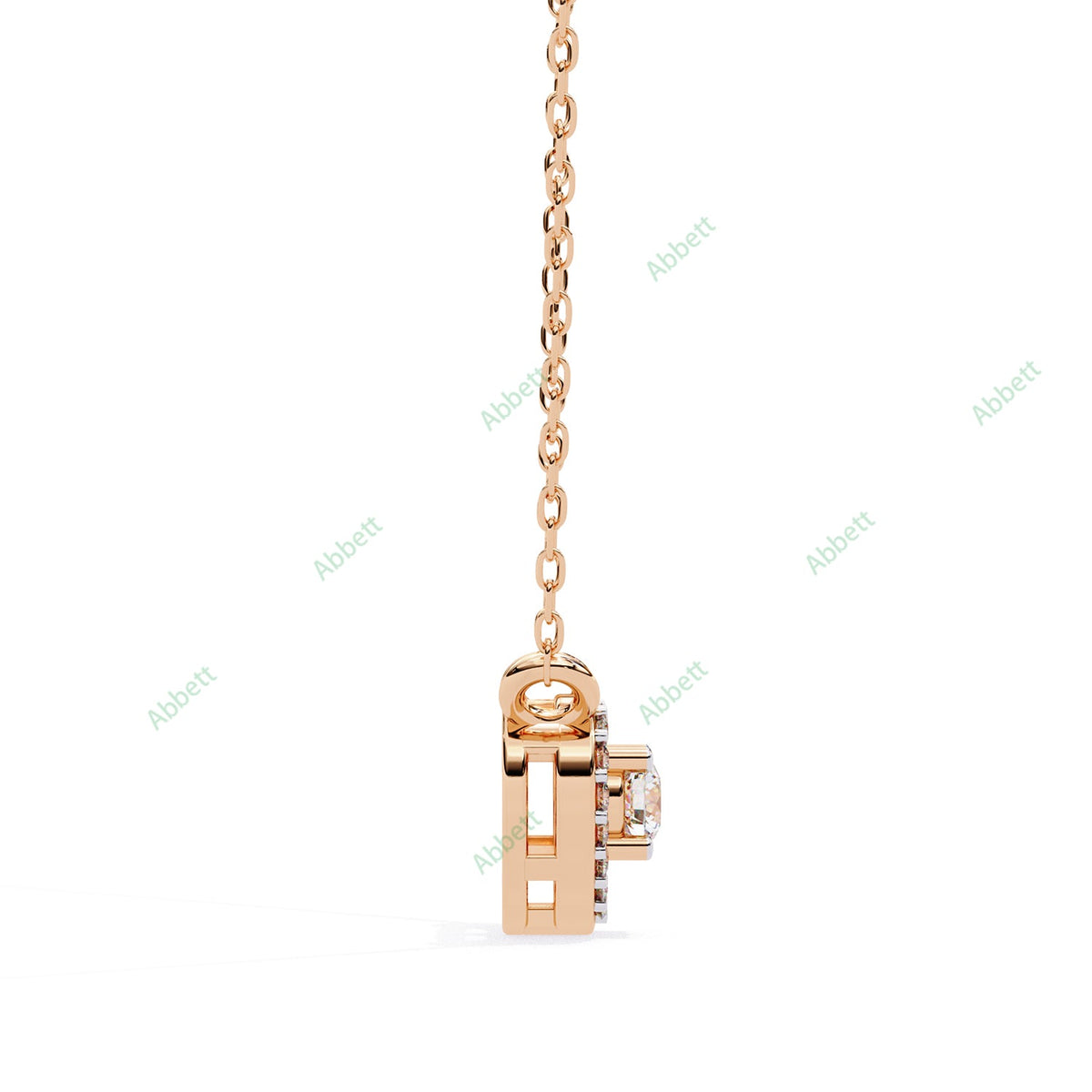 Petite round lab-grown diamond halo pendant necklace with 0.1ct centre stone - PE1262