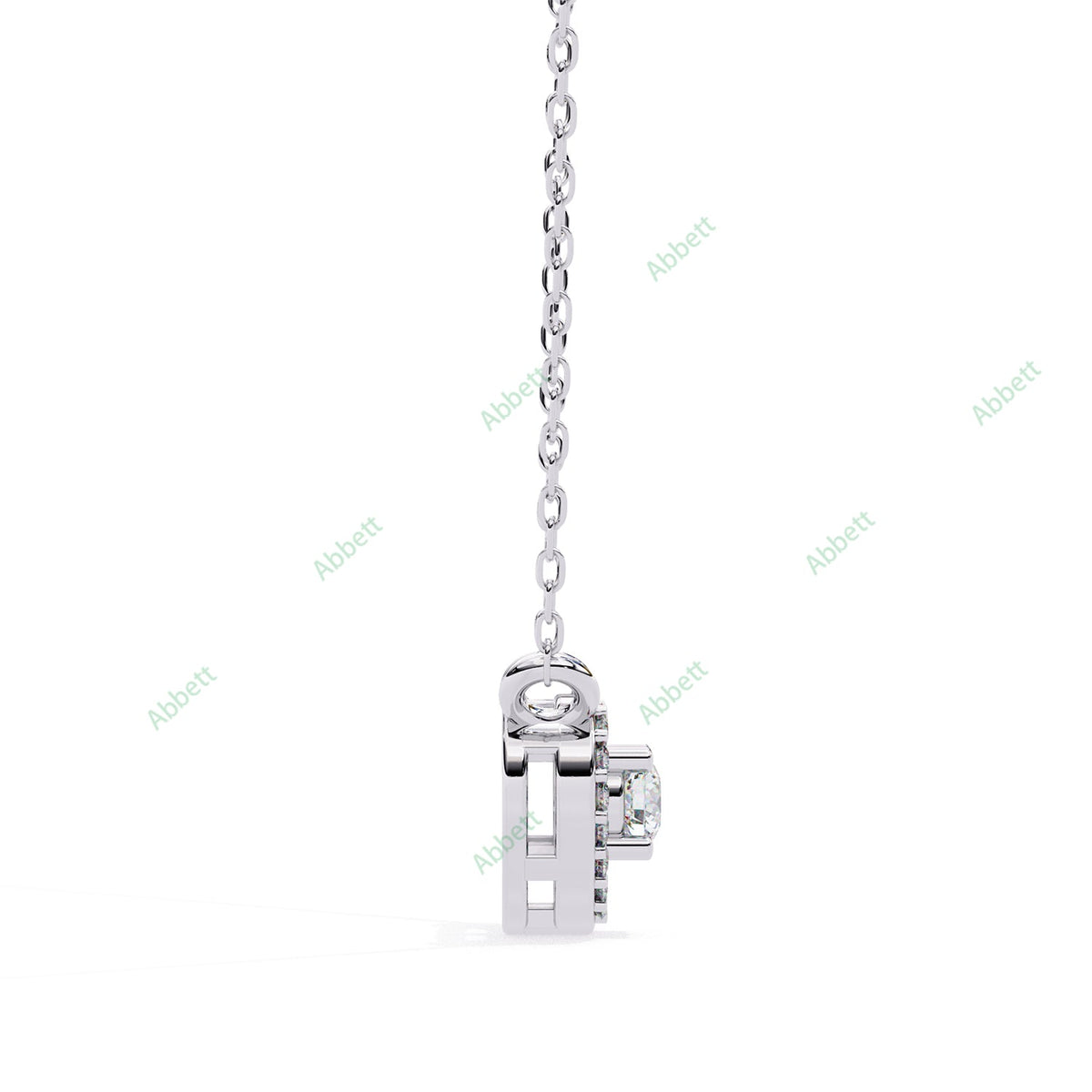 Petite round lab-grown diamond halo pendant necklace with 0.1ct centre stone - PE1262