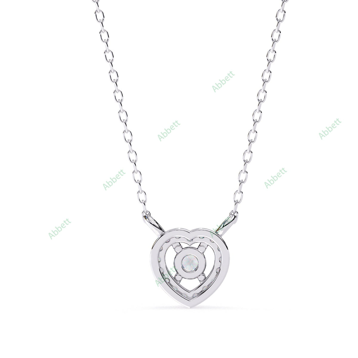 Petite round lab-grown diamond halo pendant necklace with 0.1ct centre stone - PE1262