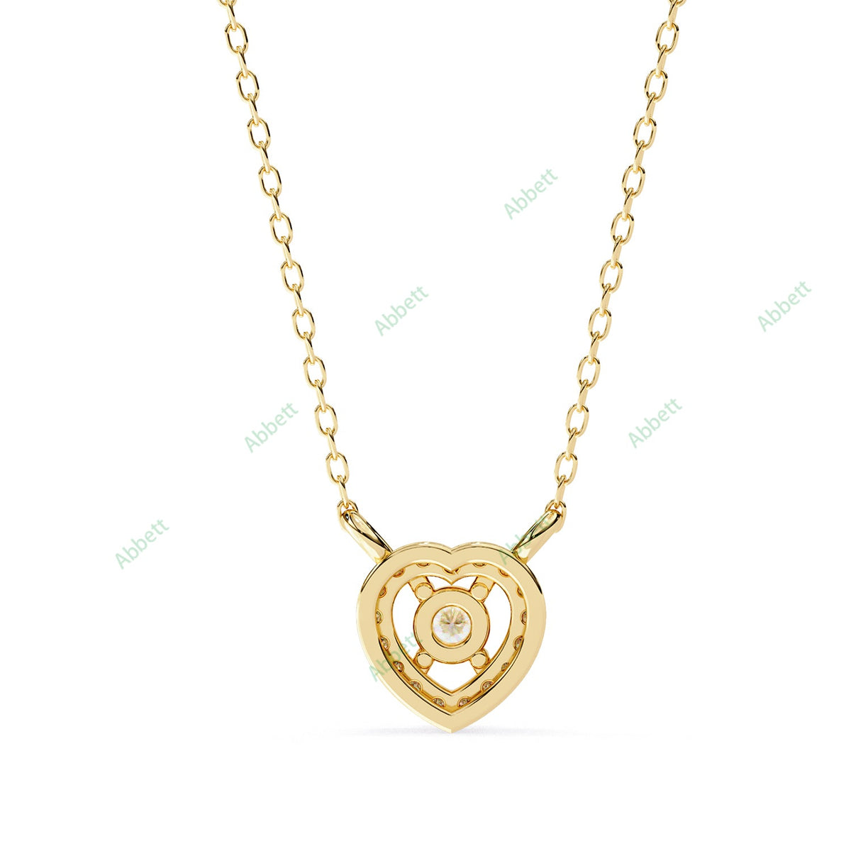 Petite round lab-grown diamond halo pendant necklace with 0.1ct centre stone - PE1262
