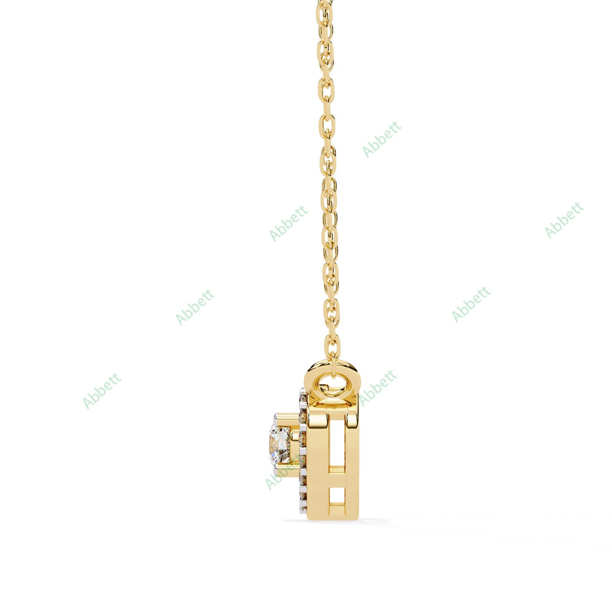 Petite round lab-grown diamond halo pendant necklace with 0.1ct centre stone - PE1262