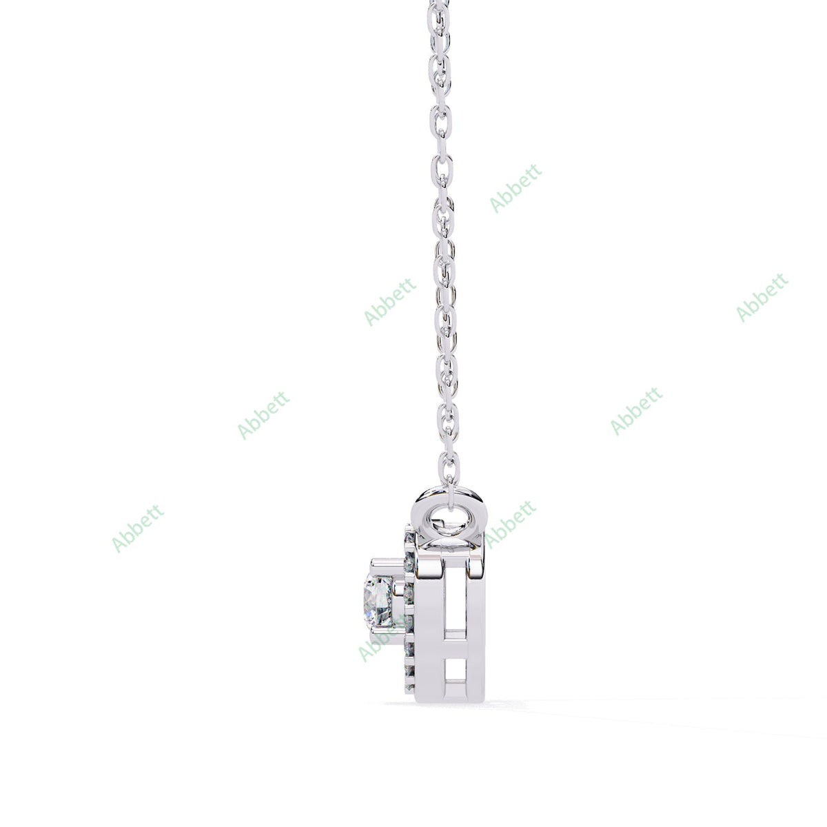 Petite round lab-grown diamond halo pendant necklace with 0.1ct centre stone - PE1262