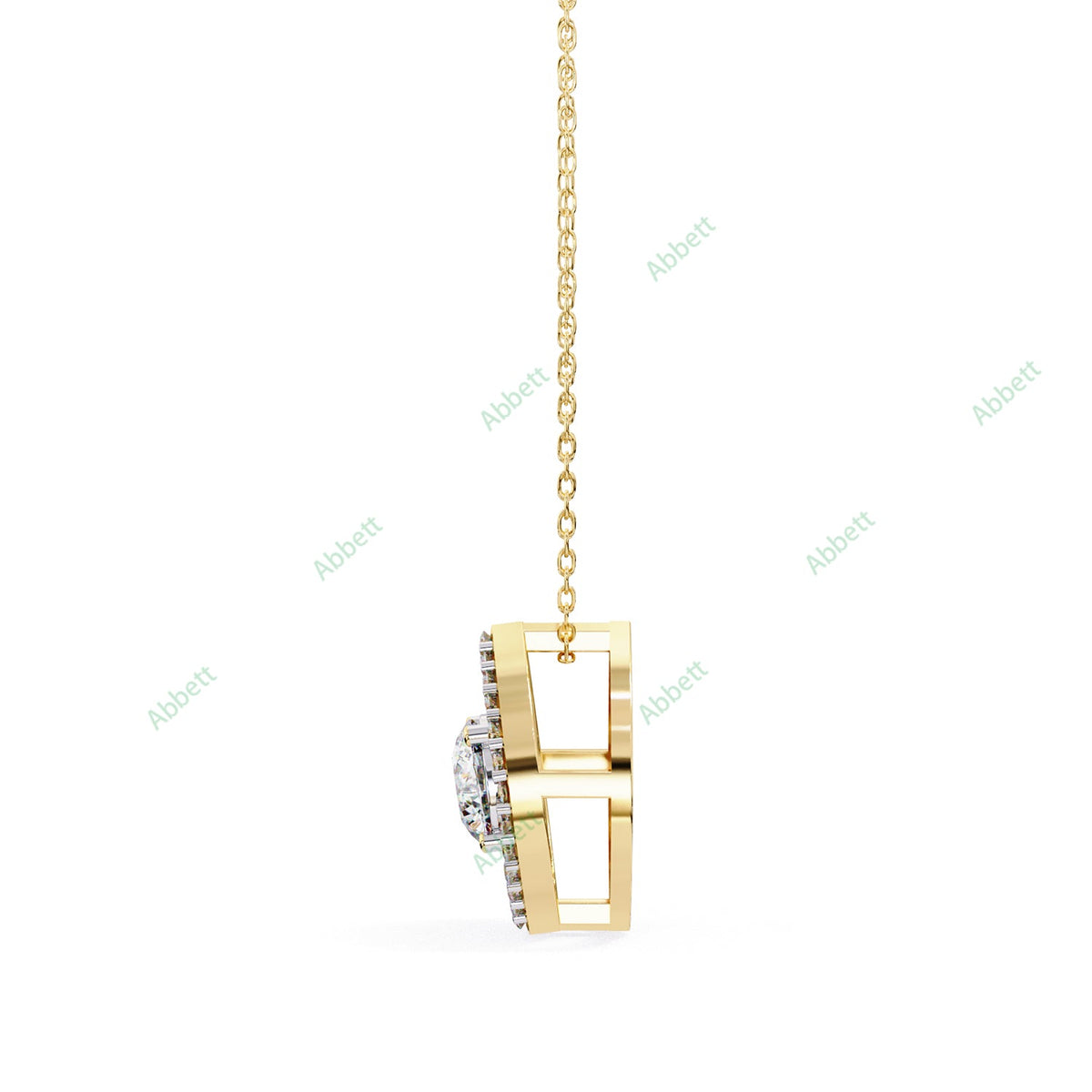 Round lab-grown diamond halo pendant necklace with 0.47ct centre stone - PE1263