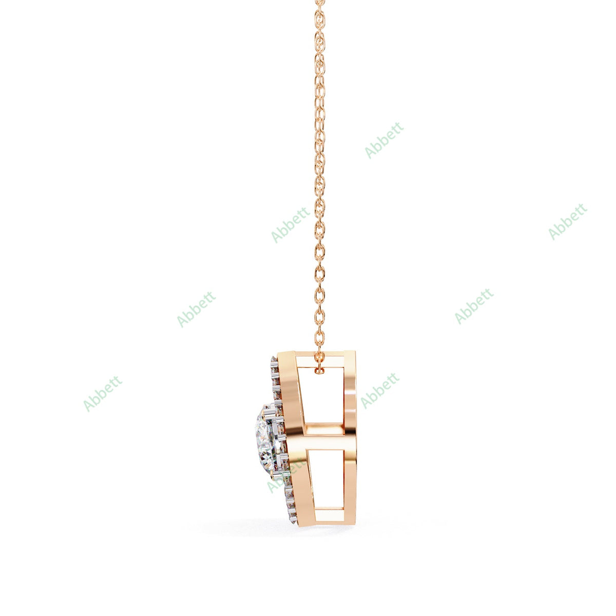 Round lab-grown diamond halo pendant necklace with 0.47ct centre stone - PE1263