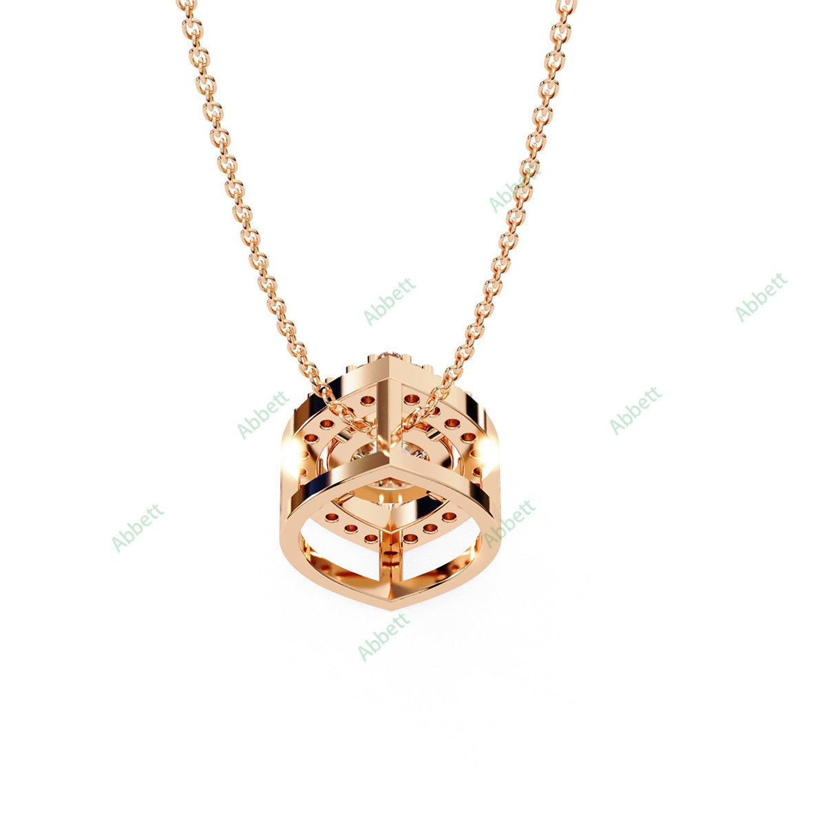 Round lab-grown diamond halo pendant necklace with 0.47ct centre stone - PE1263