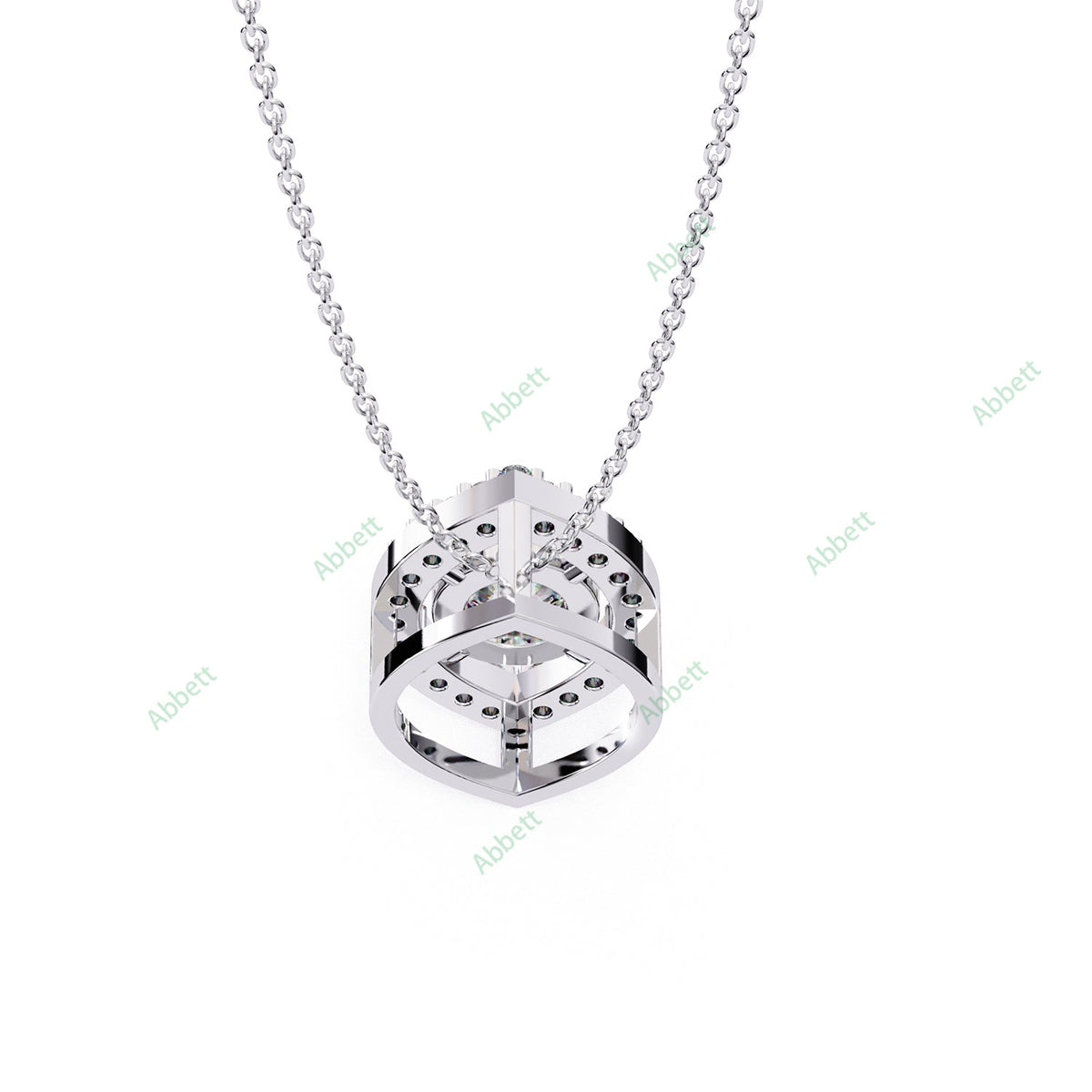 Round lab-grown diamond halo pendant necklace with 0.47ct centre stone - PE1263