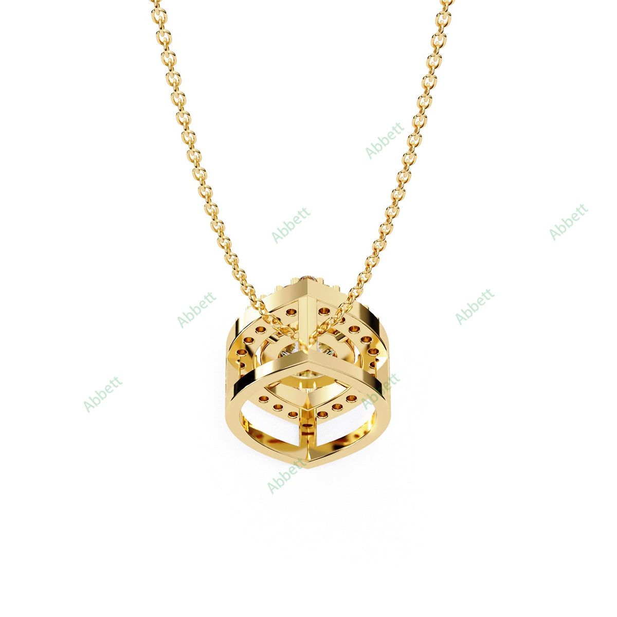 Round lab-grown diamond halo pendant necklace with 0.47ct centre stone - PE1263