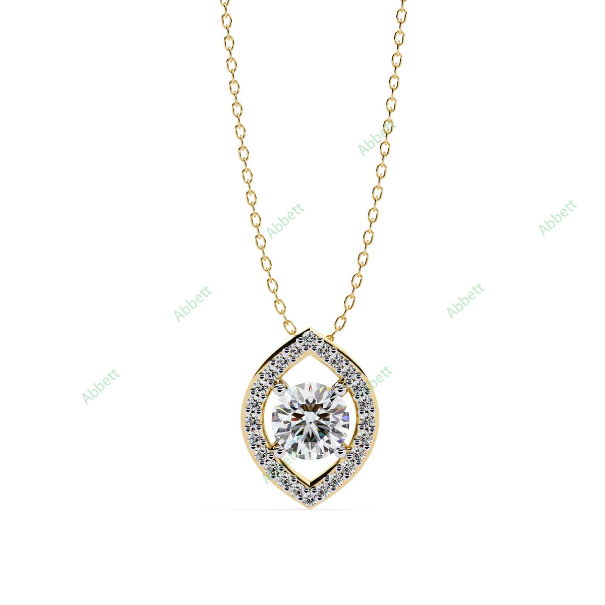 Round lab-grown diamond halo pendant necklace with 0.47ct centre stone - PE1263
