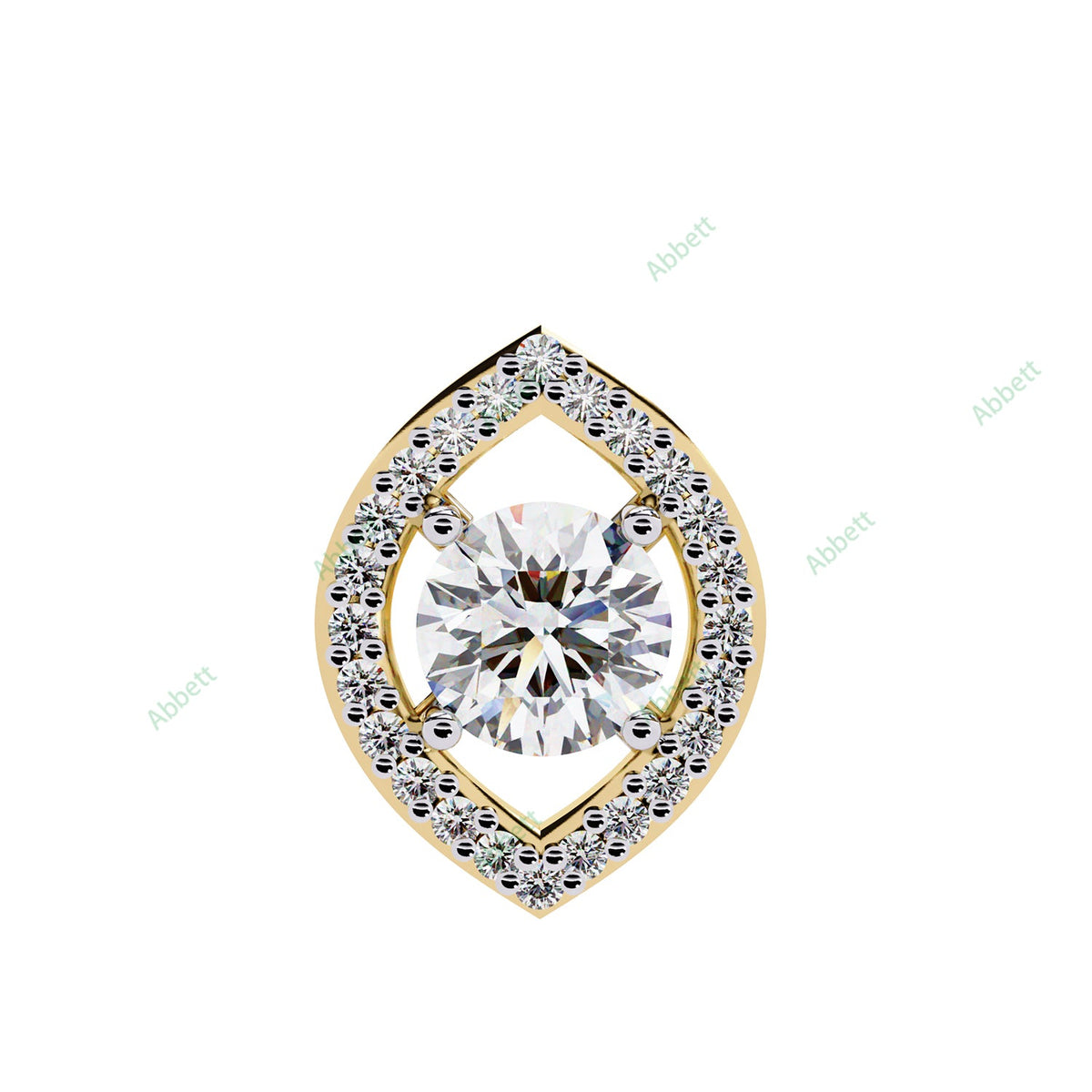 Round lab-grown diamond halo pendant necklace with 0.47ct centre stone - PE1263