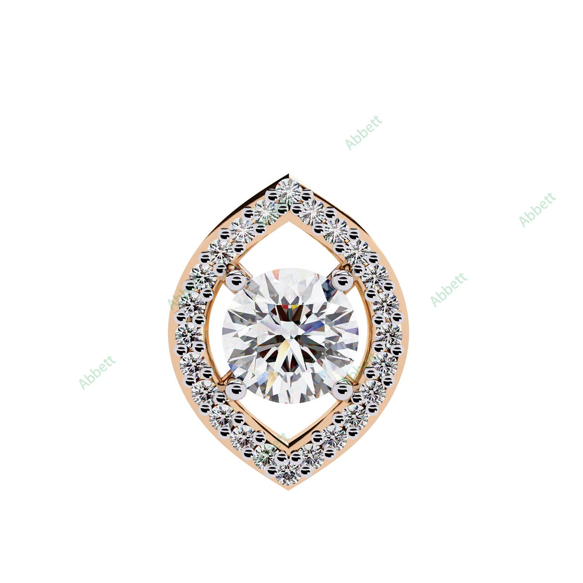 Round lab-grown diamond halo pendant necklace with 0.47ct centre stone - PE1263