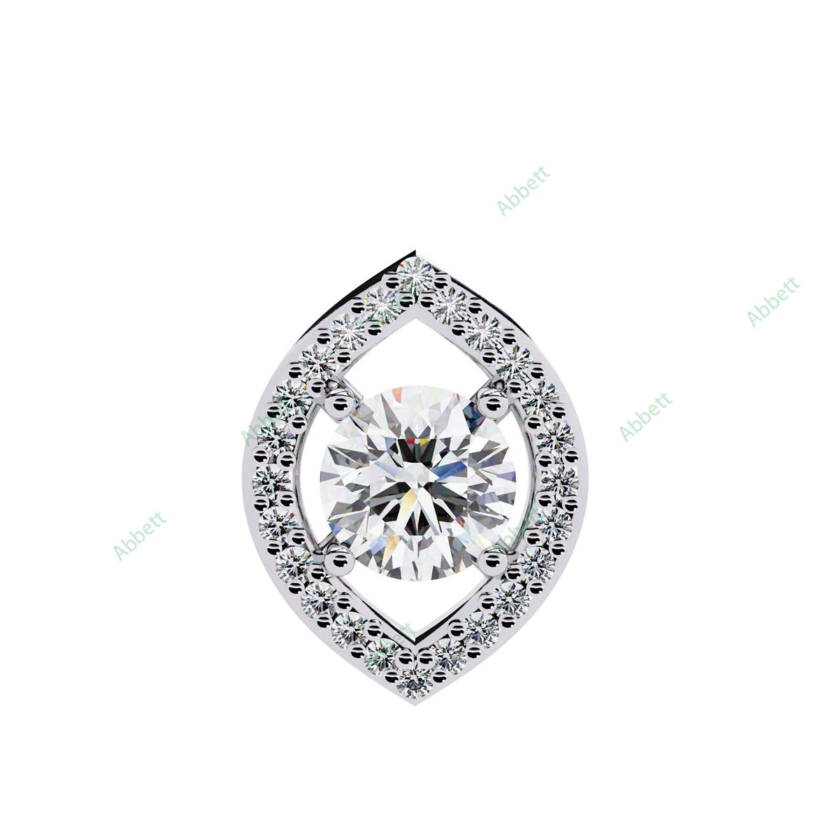 Round lab-grown diamond halo pendant necklace with 0.47ct centre stone - PE1263