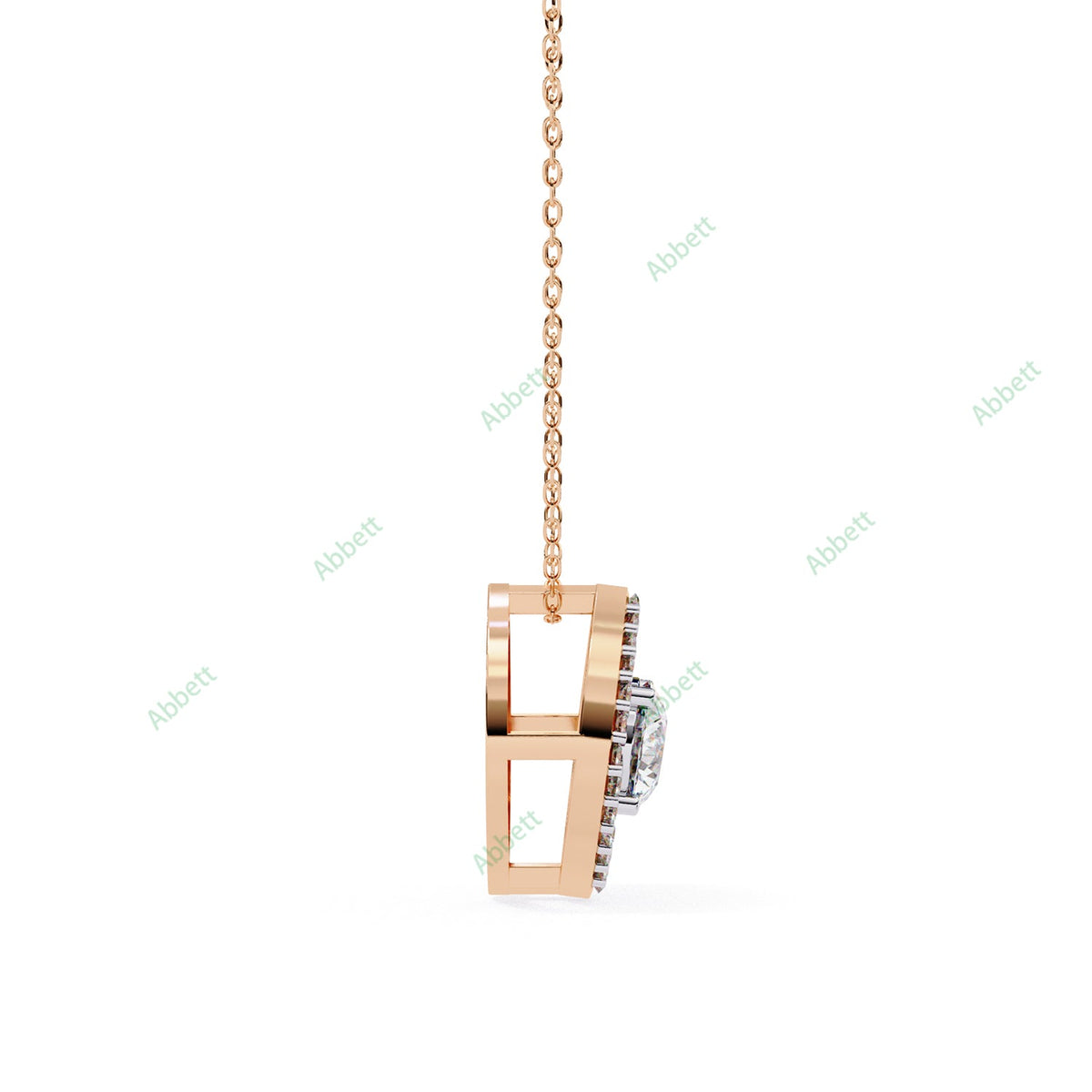 Round lab-grown diamond halo pendant necklace with 0.47ct centre stone - PE1263