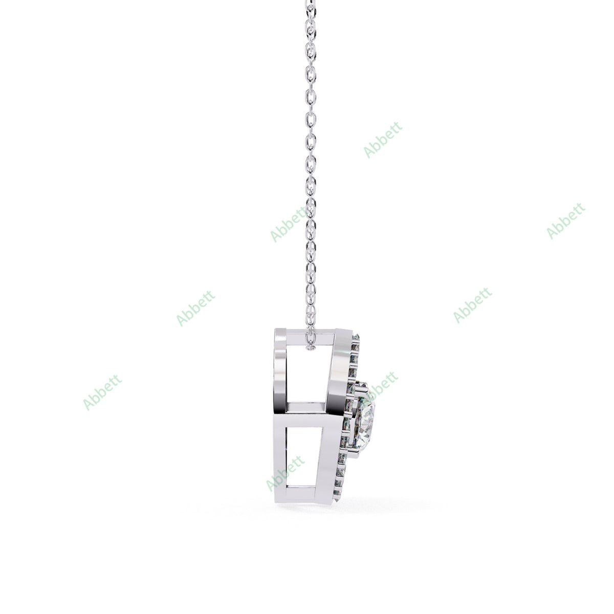 Round lab-grown diamond halo pendant necklace with 0.47ct centre stone - PE1263