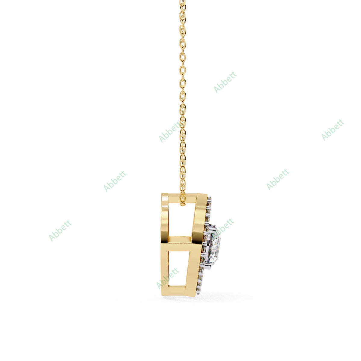 Round lab-grown diamond halo pendant necklace with 0.47ct centre stone - PE1263