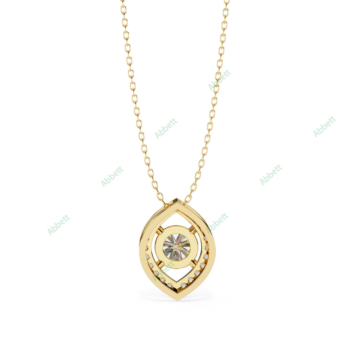 Round lab-grown diamond halo pendant necklace with 0.47ct centre stone - PE1263