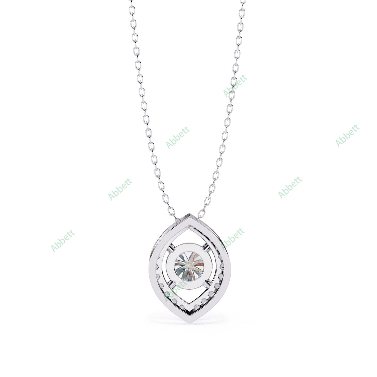 Round lab-grown diamond halo pendant necklace with 0.47ct centre stone - PE1263