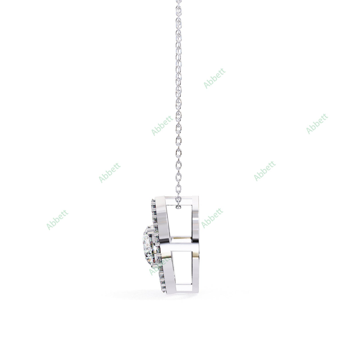 Round lab-grown diamond halo pendant necklace with 0.47ct centre stone - PE1263