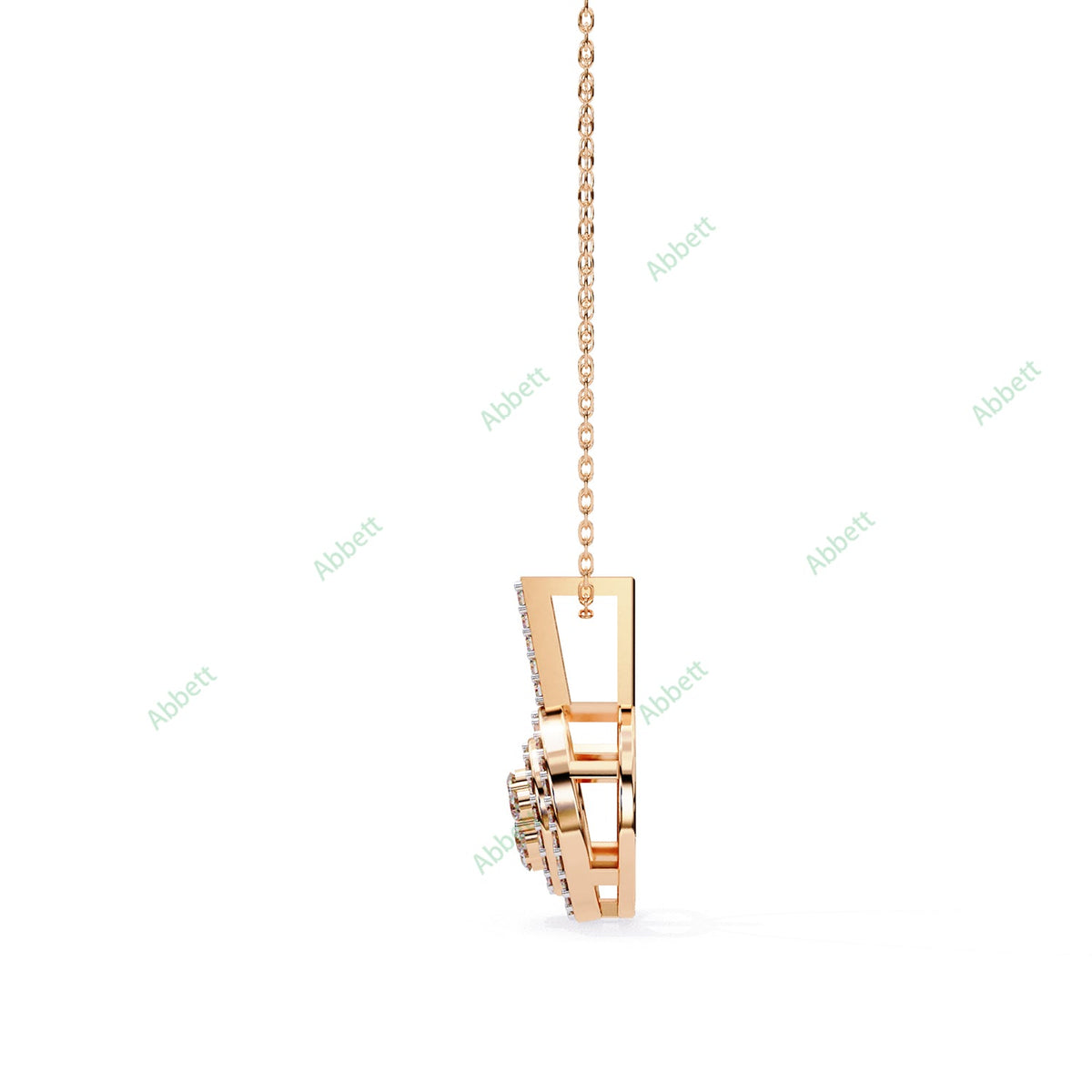 Petite round lab-grown diamond halo pendant necklace - PE1264