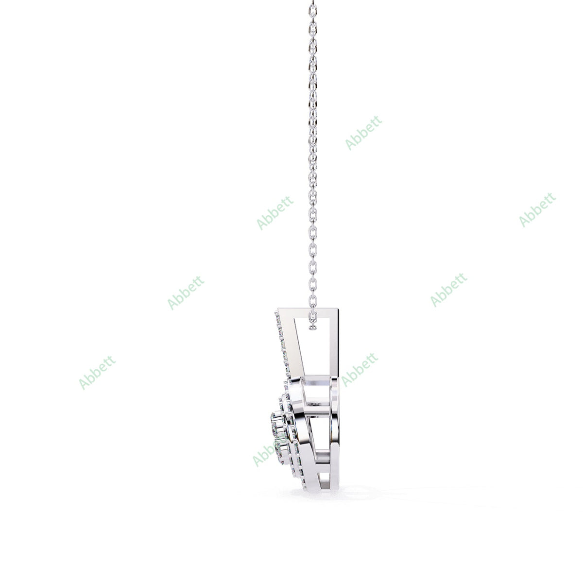 Petite round lab-grown diamond halo pendant necklace - PE1264