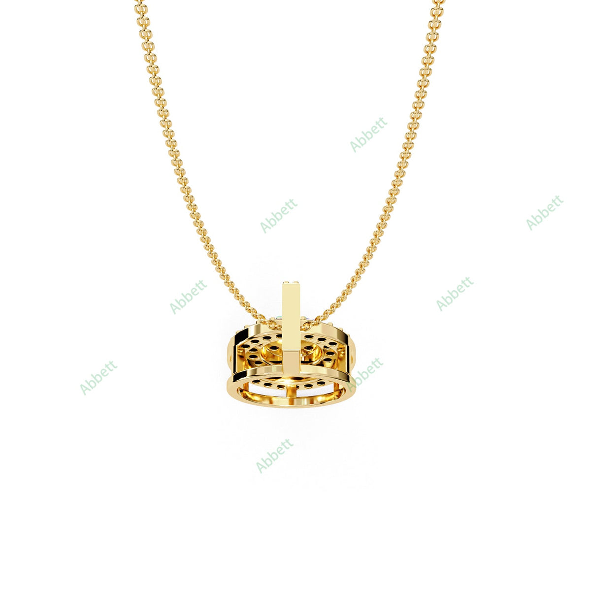 Petite round lab-grown diamond halo pendant necklace - PE1264