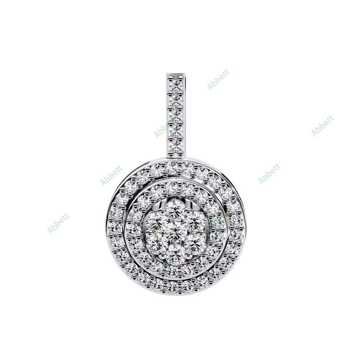 Petite round lab-grown diamond halo pendant necklace - PE1264