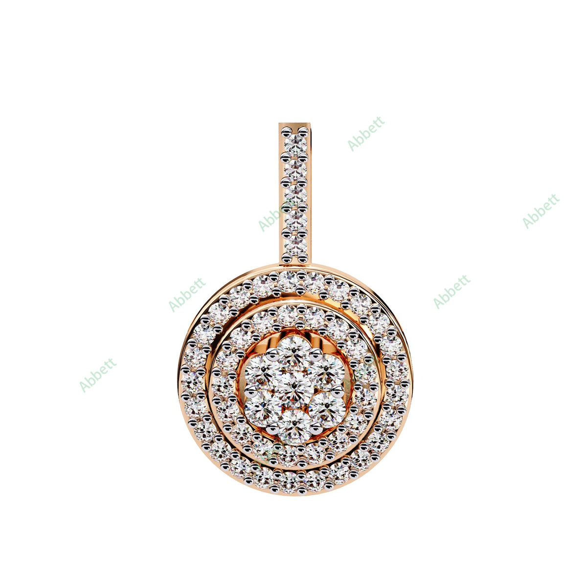 Petite round lab-grown diamond halo pendant necklace - PE1264