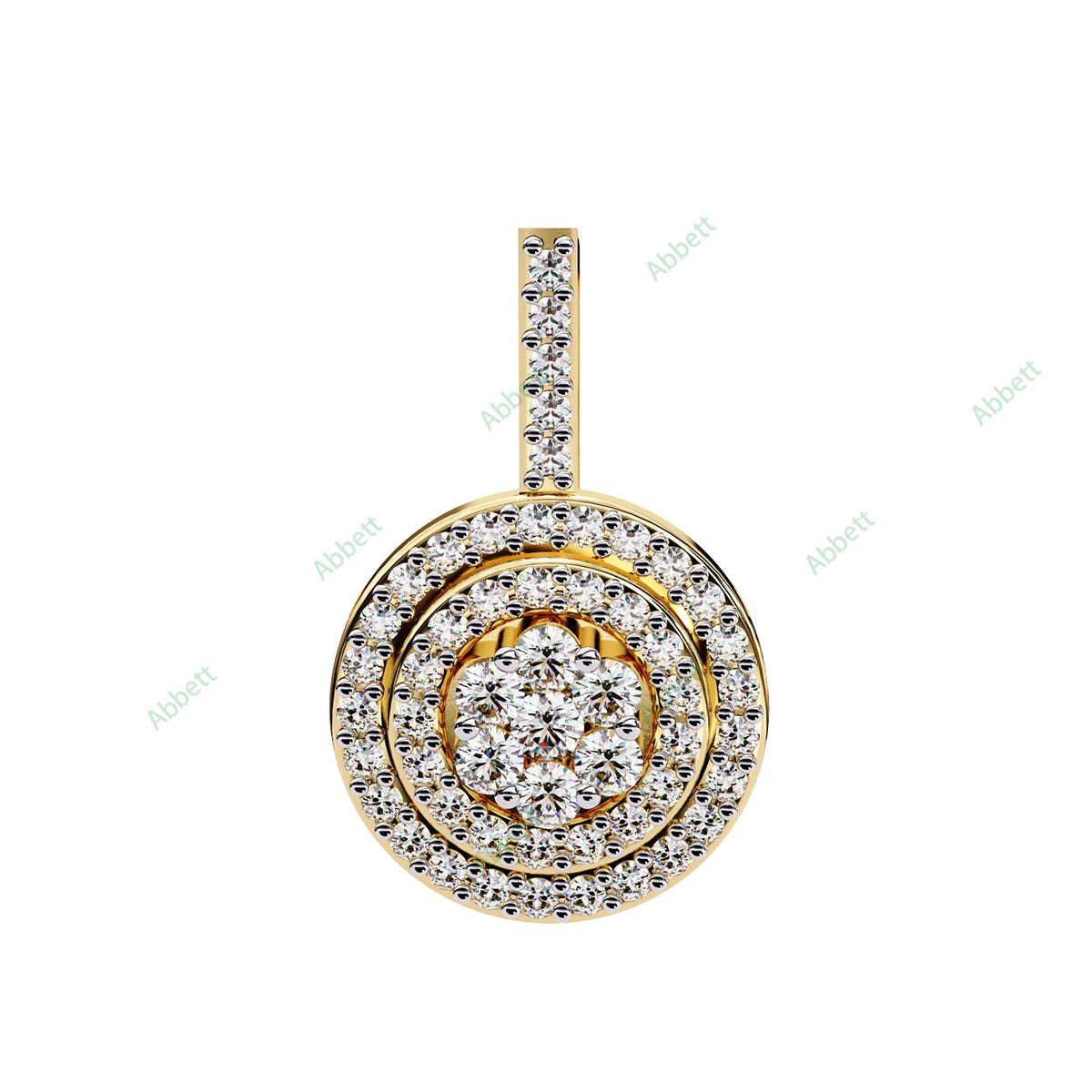 Petite round lab-grown diamond halo pendant necklace - PE1264