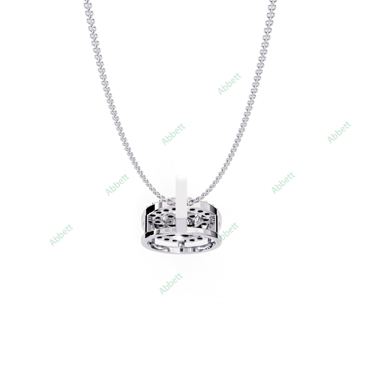 Petite round lab-grown diamond halo pendant necklace - PE1264