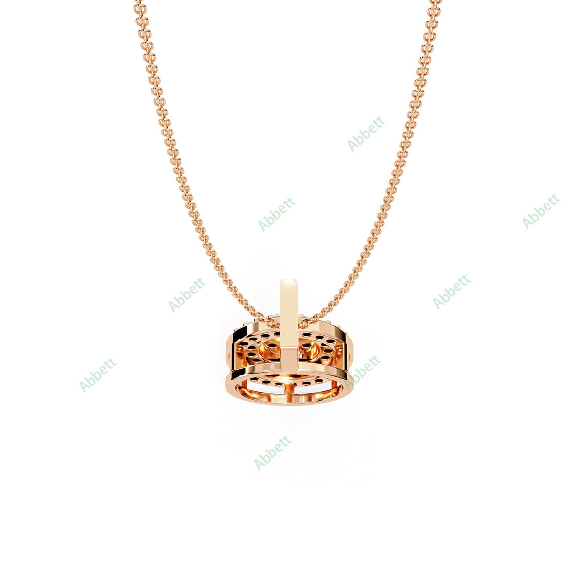 Petite round lab-grown diamond halo pendant necklace - PE1264