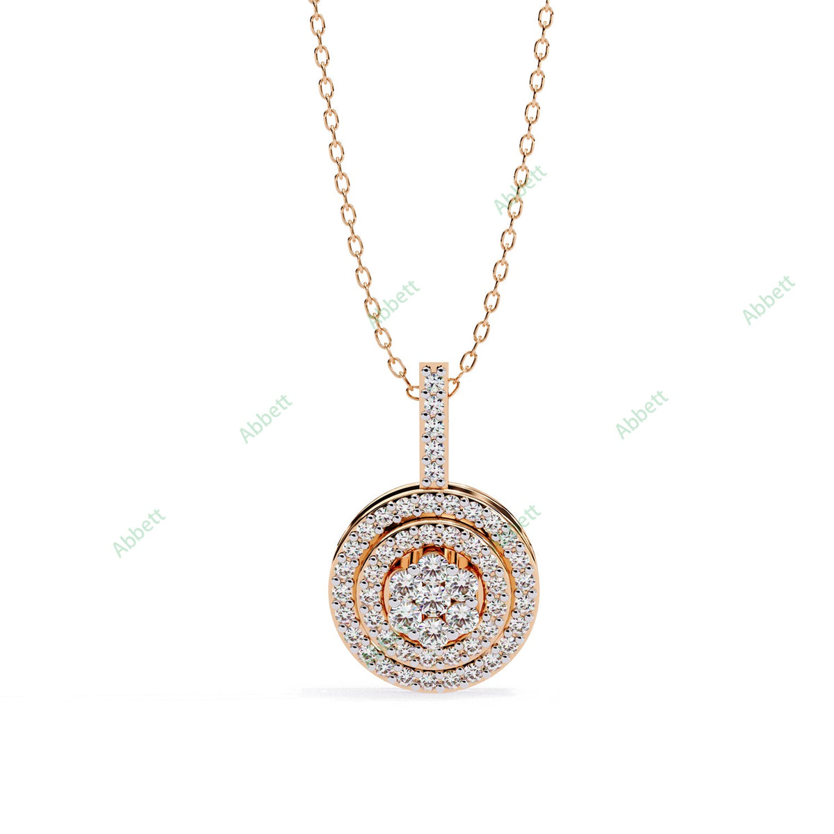 Petite round lab-grown diamond halo pendant necklace - PE1264