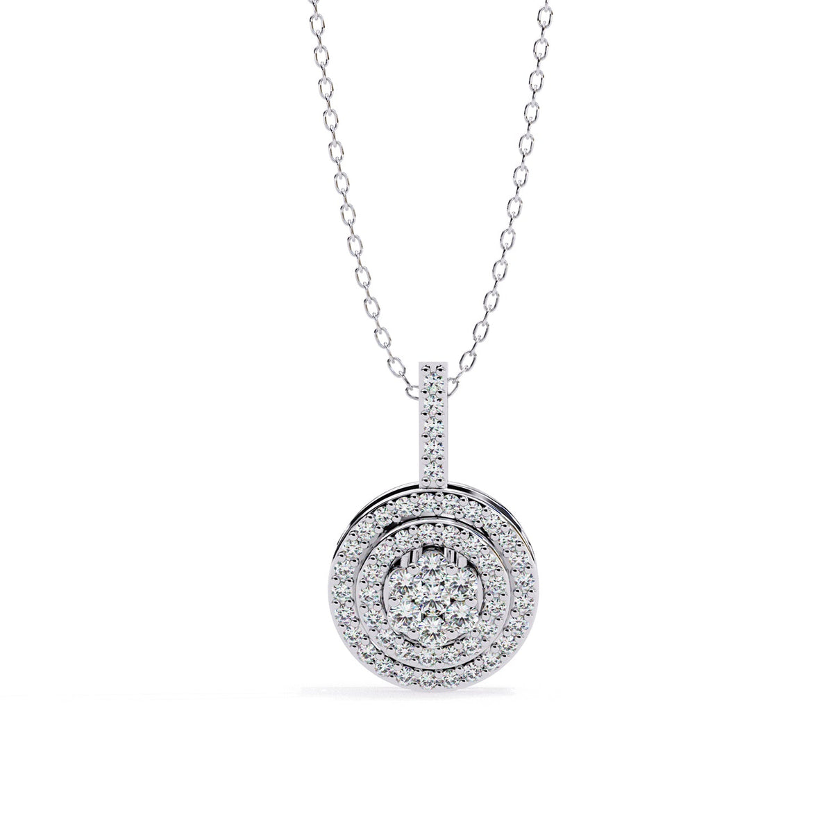 Petite round lab-grown diamond halo pendant necklace - PE1264
