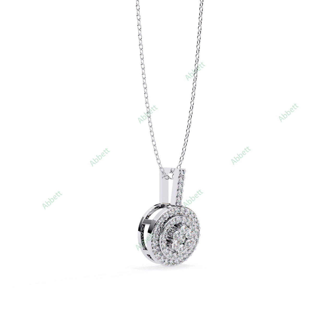 Petite round lab-grown diamond halo pendant necklace - PE1264