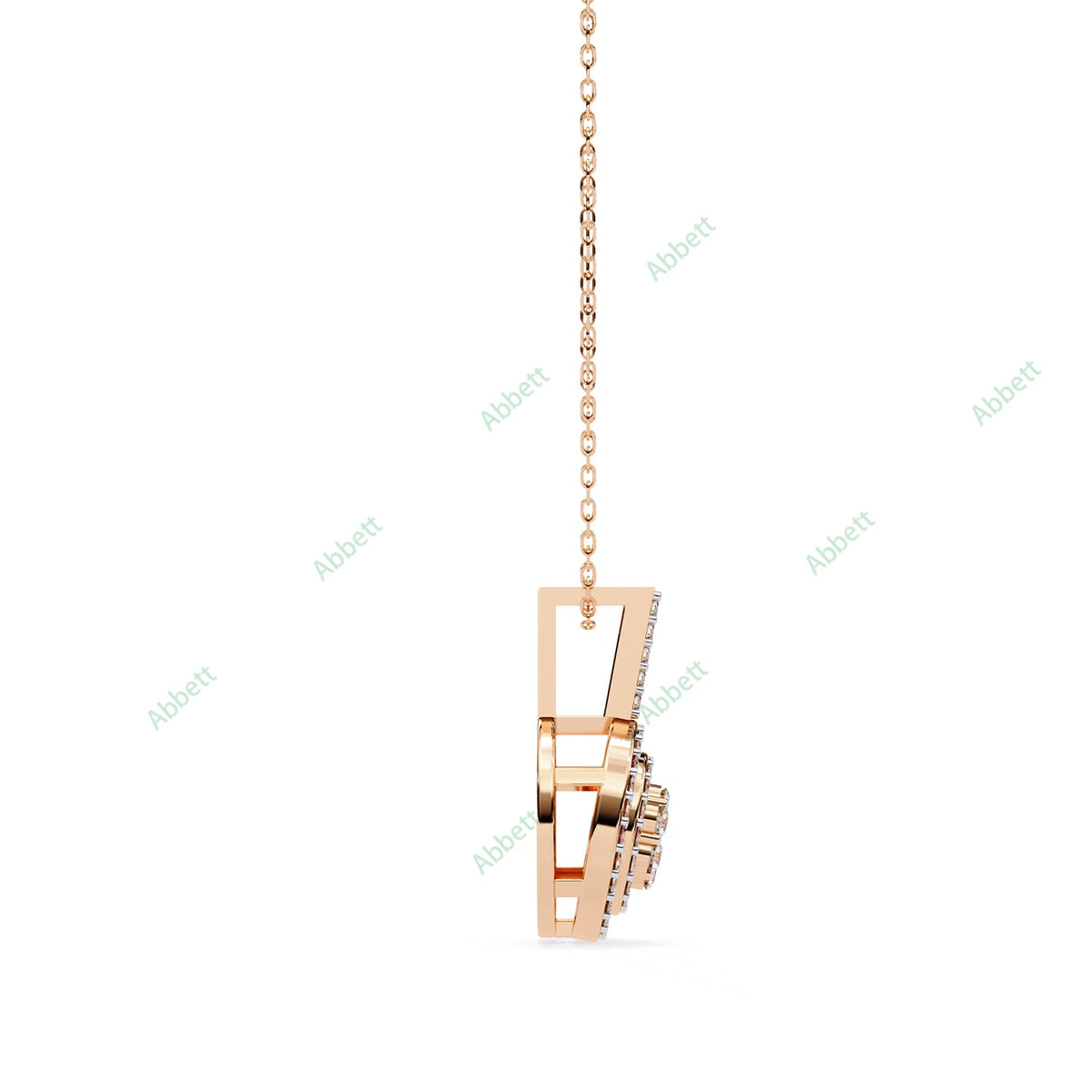 Petite round lab-grown diamond halo pendant necklace - PE1264