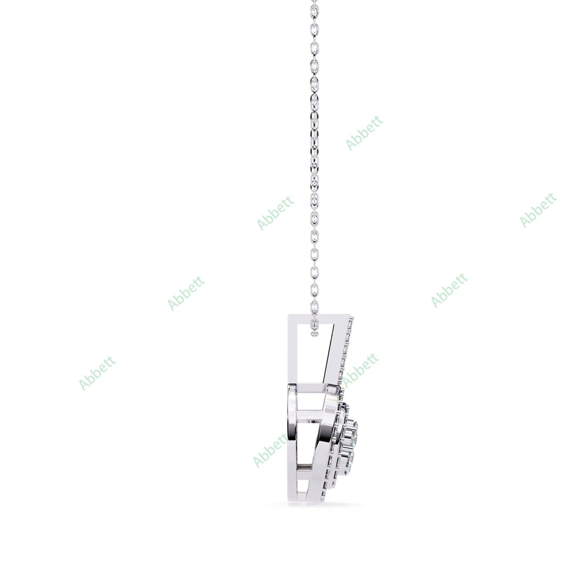 Petite round lab-grown diamond halo pendant necklace - PE1264