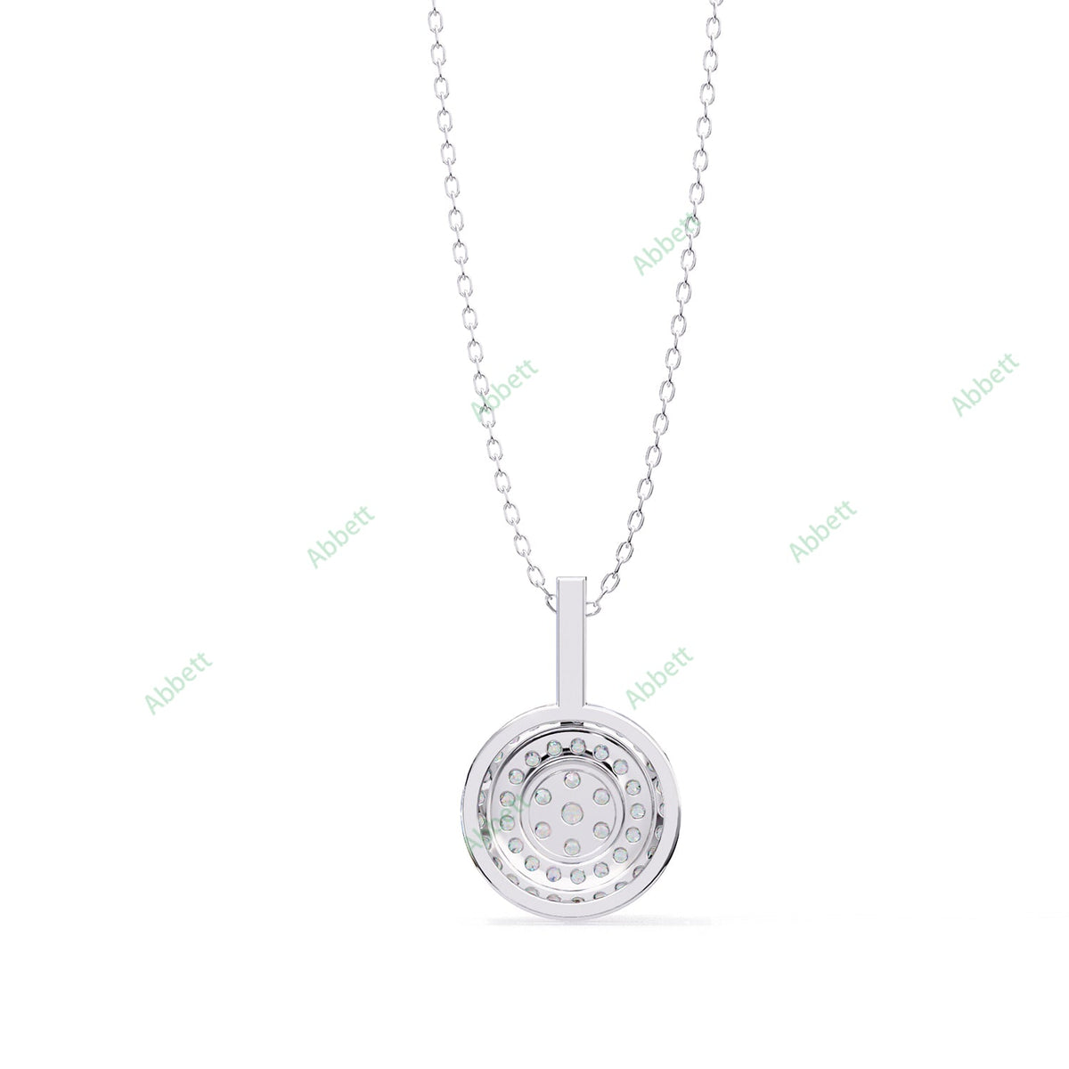 Petite round lab-grown diamond halo pendant necklace - PE1264