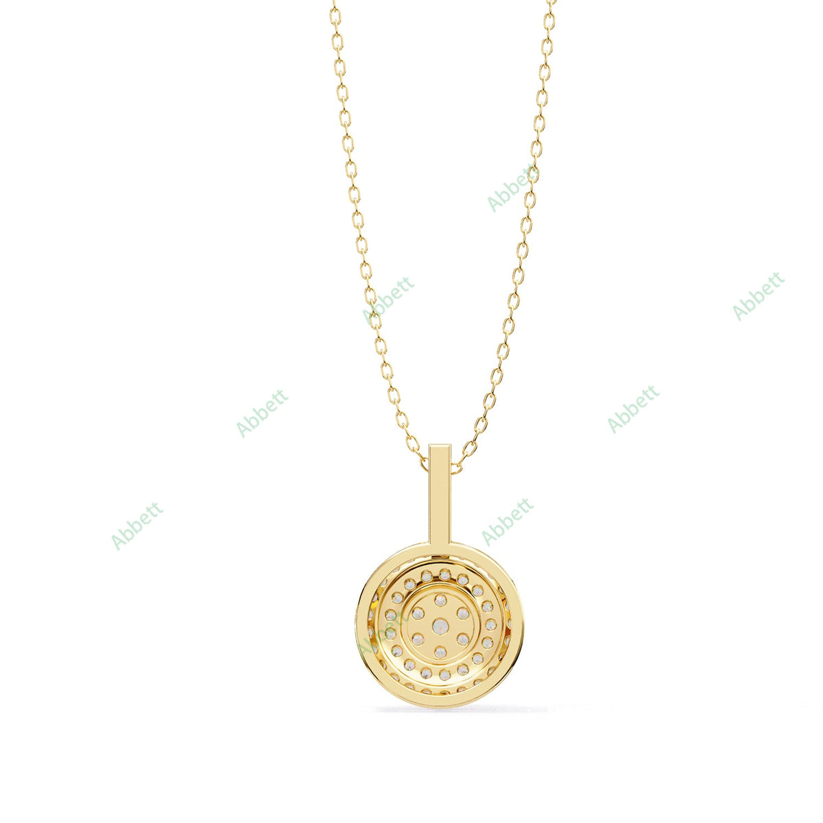 Petite round lab-grown diamond halo pendant necklace - PE1264