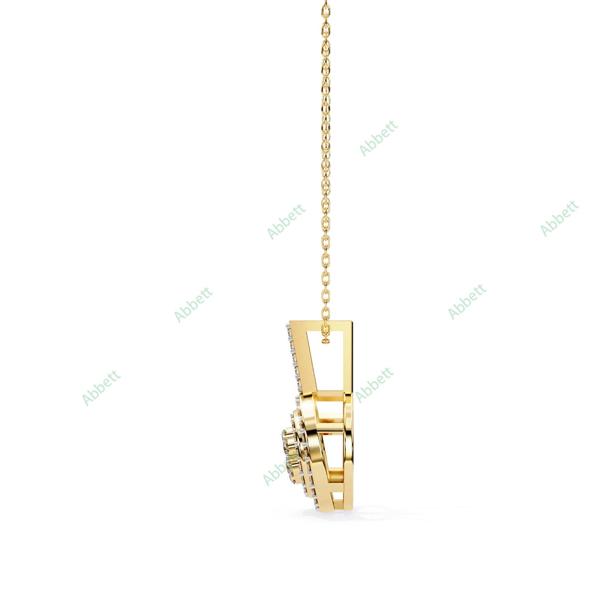 Petite round lab-grown diamond halo pendant necklace - PE1264