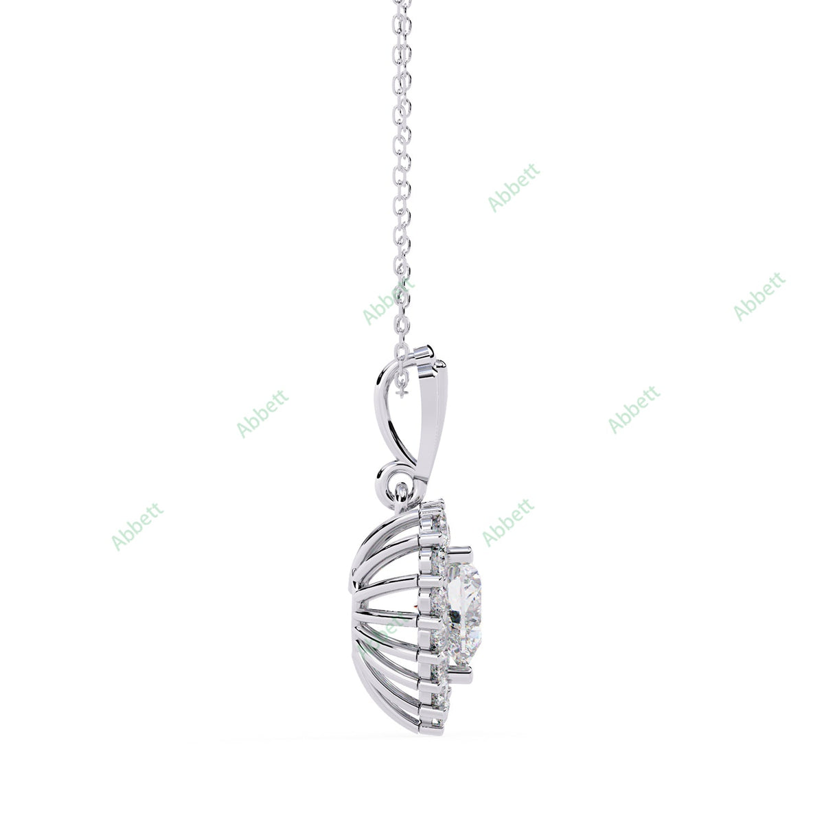 Heart lab-grown diamond halo pendant necklace in gold and platinum - PE1270