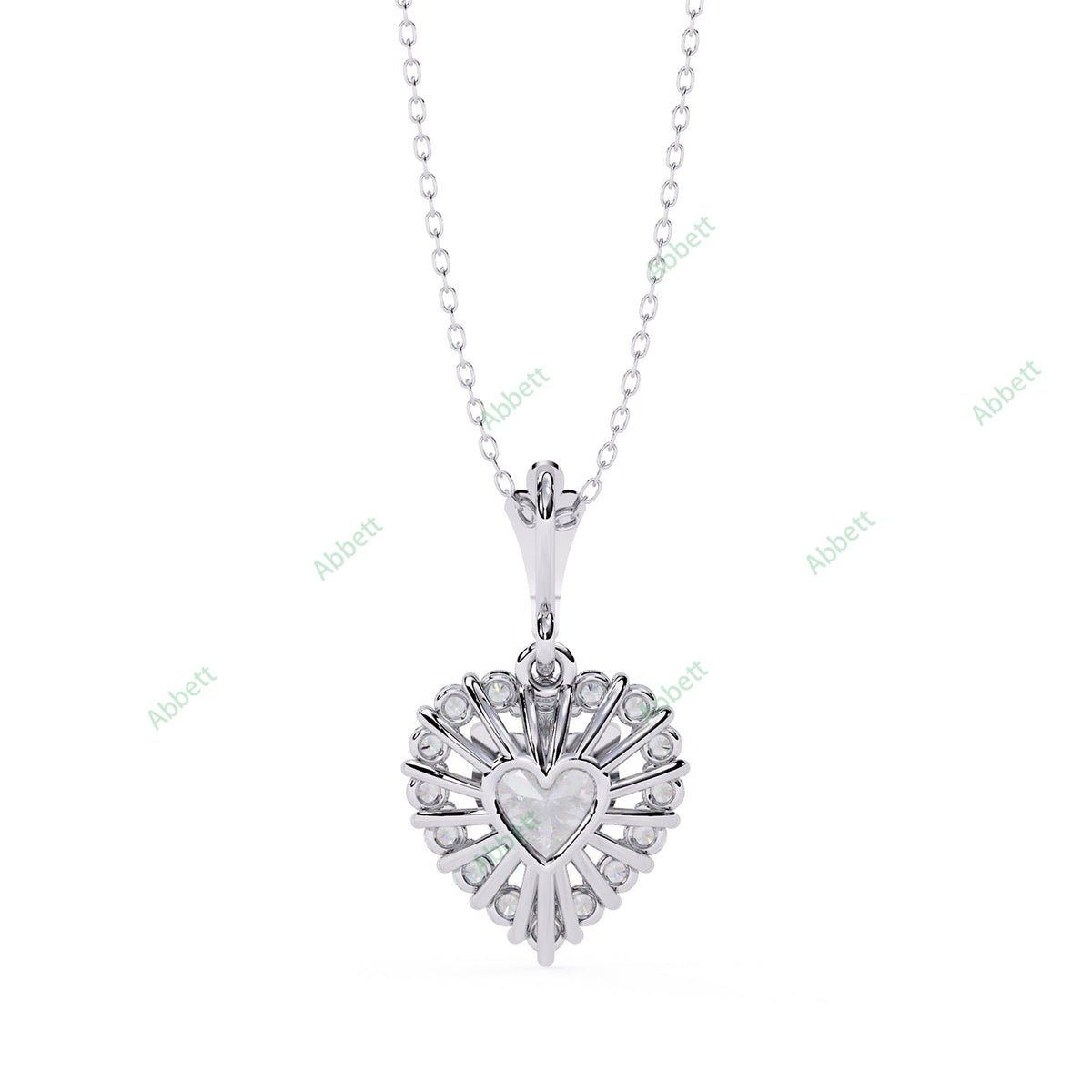 Heart lab-grown diamond halo pendant necklace in gold and platinum - PE1270