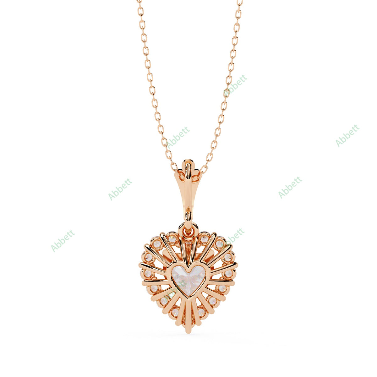 Heart lab-grown diamond halo pendant necklace in gold and platinum - PE1270
