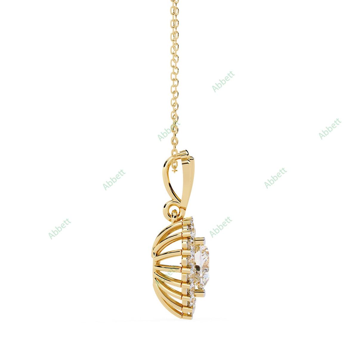 Heart lab-grown diamond halo pendant necklace in gold and platinum - PE1270