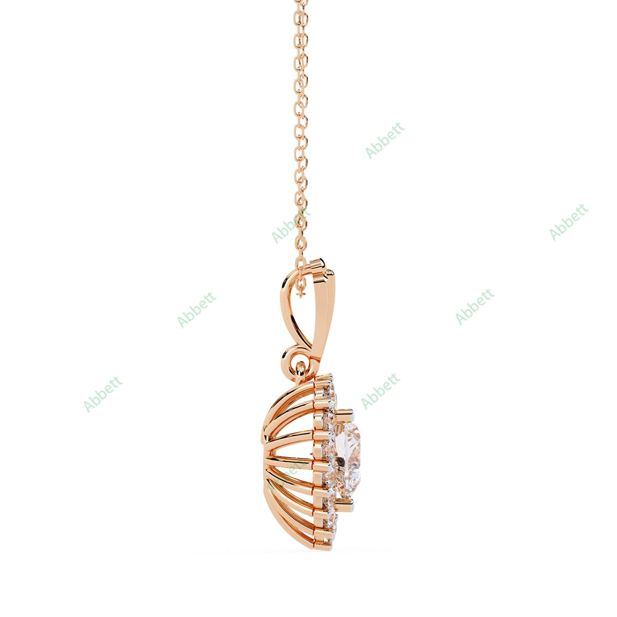 Heart lab-grown diamond halo pendant necklace in gold and platinum - PE1270