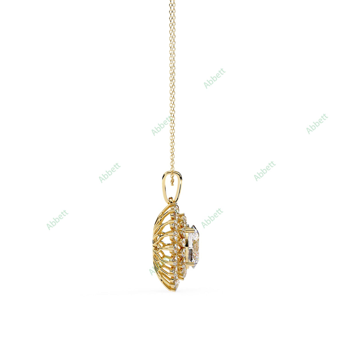 Oval lab-grown diamond halo pendant necklace with 2.42ct centre stone - PE1271