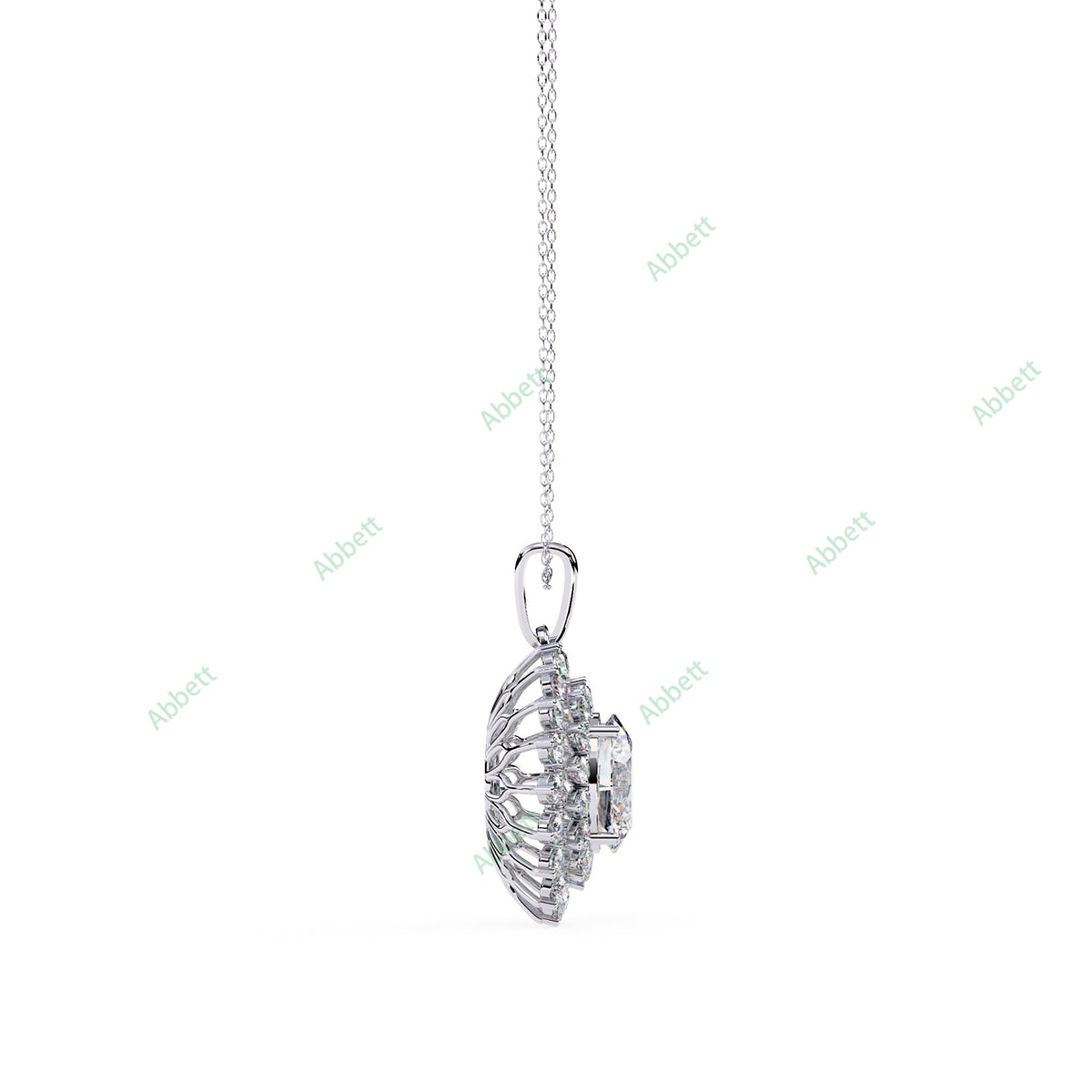 Oval lab-grown diamond halo pendant necklace with 2.42ct centre stone - PE1271